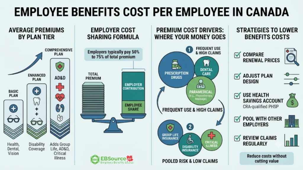Employee Benefits Cost Per Employee in Canada: Planning Ranges, Coverage and Cost Sharing 1 Average Cost of Employee Benefits Per Employee in Canada