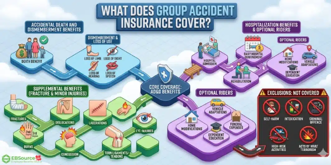 Group Accident Insurance in Canada: Coverage, Premiums, and Providers 1 What is covered under group accident insurance in Canada?