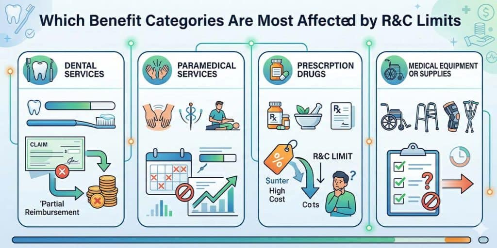Benefit categories most impacted by Reasonable and Customary Limits