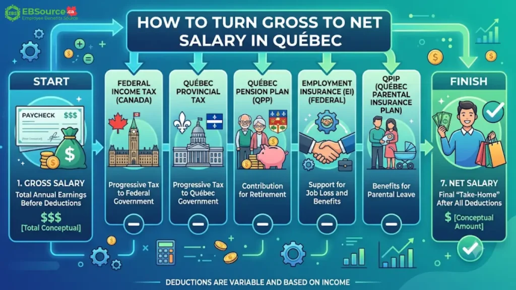 Québec Income Tax Calculator 2026: QPP, QPIP & Tax Deductions 2 quebec income tax calculator works